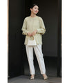Glossy blouse top in soft spring colors