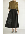 Midi skirt with embroidered roses