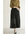 Midi skirt with embroidered roses