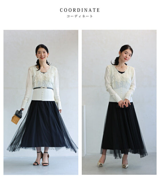 A cut-and-sew top with plenty of floral lace that blooms in a three-dimensional way