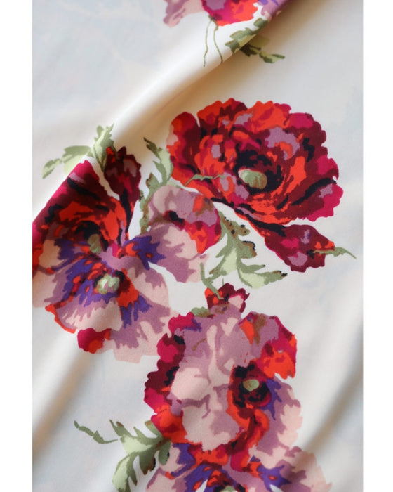 (ベルト付き)ロマンティックなピオニー咲く艶ロングワンピース