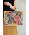 Square tote bag with sparkling sequin flowers