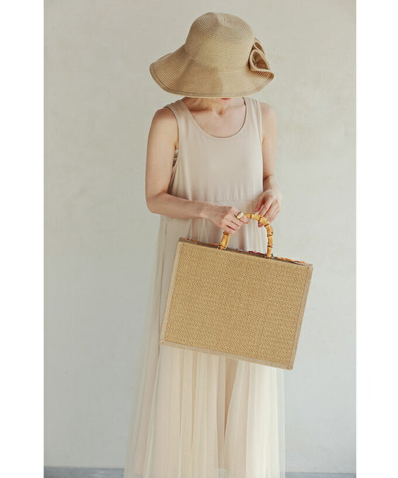 Square tote bag with sparkling sequin flowers