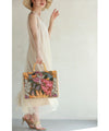 Square tote bag with sparkling sequin flowers