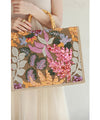 Square tote bag with sparkling sequin flowers