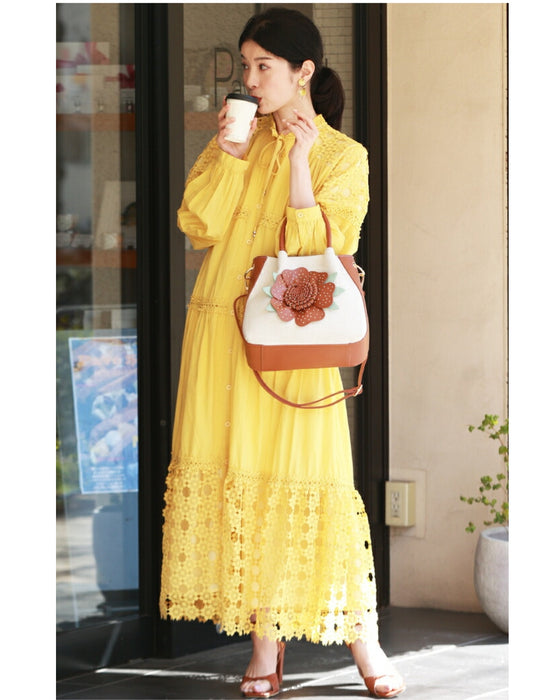 (ショルダーベルト付き)褒められ立体花 ハンドバッグ