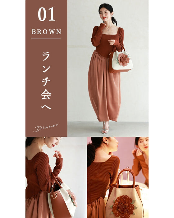 (ショルダーベルト付き)褒められ立体花 ハンドバッグ