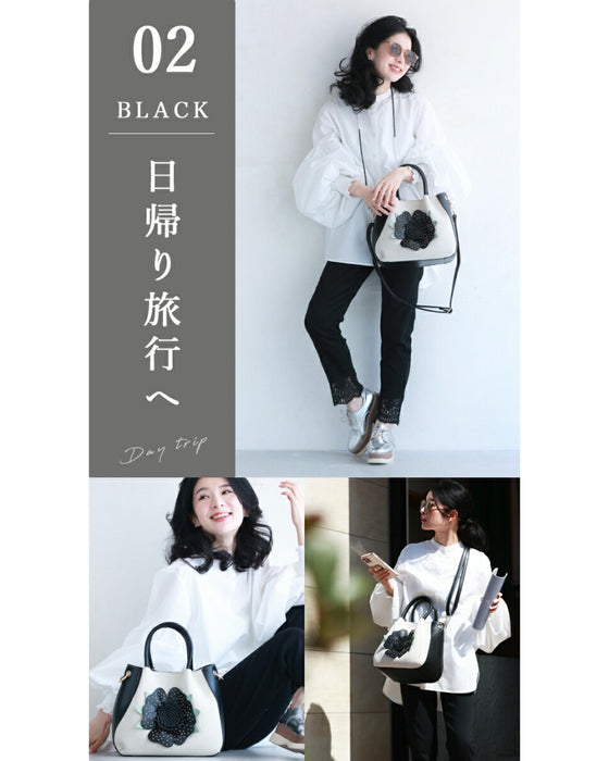 (ショルダーベルト付き)褒められ立体花 ハンドバッグ