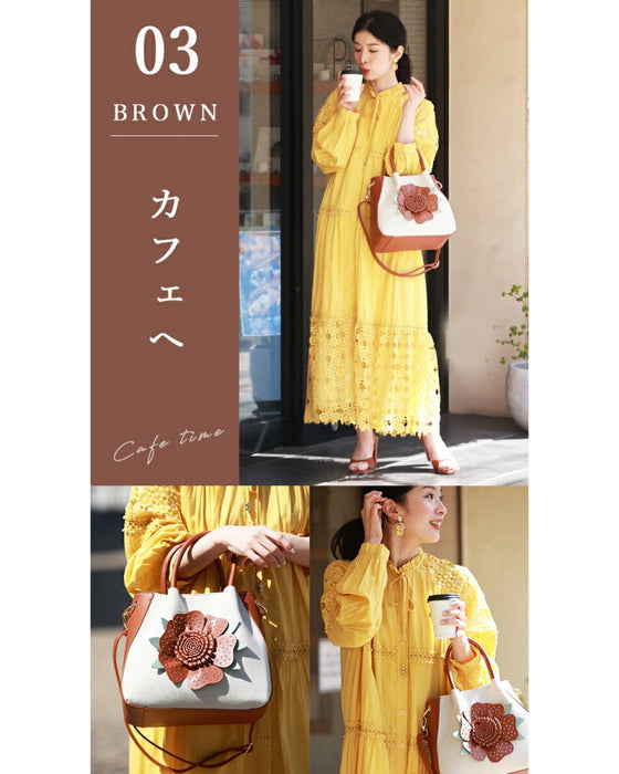 (ショルダーベルト付き)褒められ立体花 ハンドバッグ