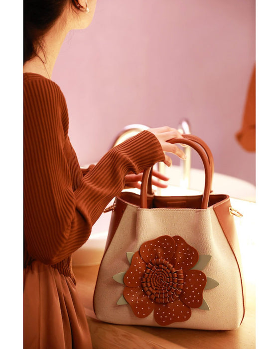 (ショルダーベルト付き)褒められ立体花 ハンドバッグ