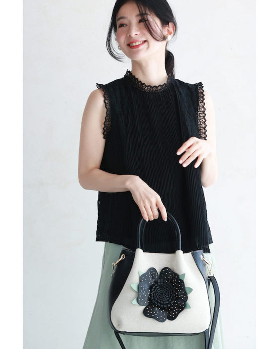 (ショルダーベルト付き)褒められ立体花 ハンドバッグ