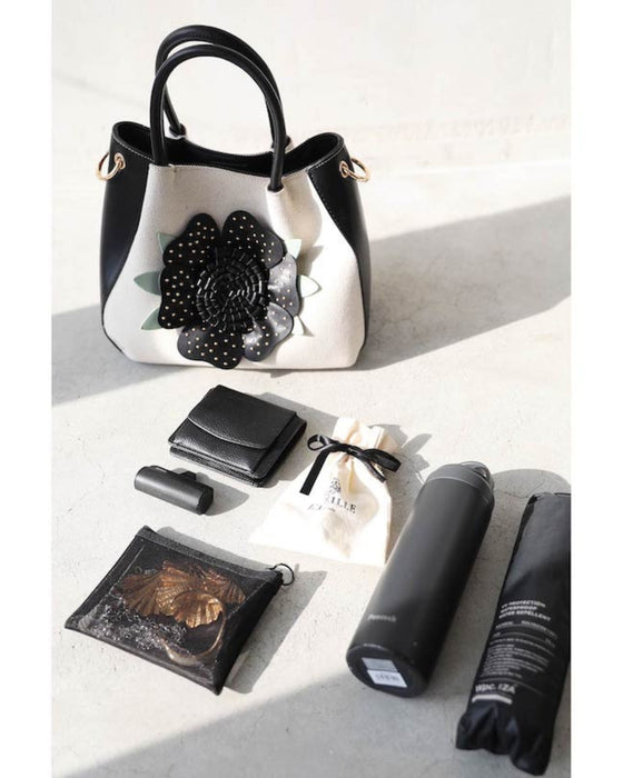 (ショルダーベルト付き)褒められ立体花 ハンドバッグ