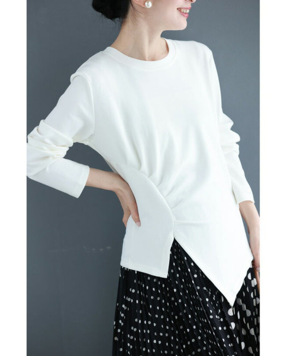 アシンメトリーなカーブタックのカットソートップス