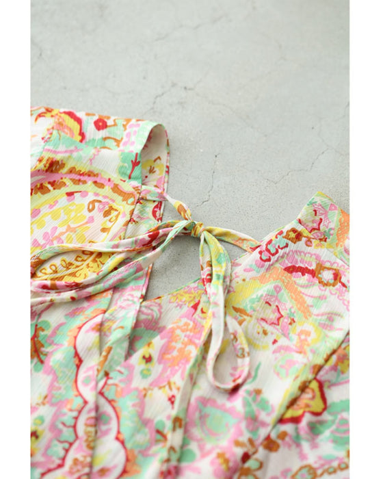 春めく彩りペイズリーのバックオープンブラウストップス