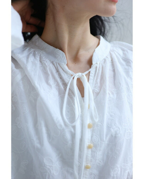 花刺繍が浮かぶコットンパジャマセット