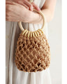 Rope-woven pineapple mini bag with drawstring