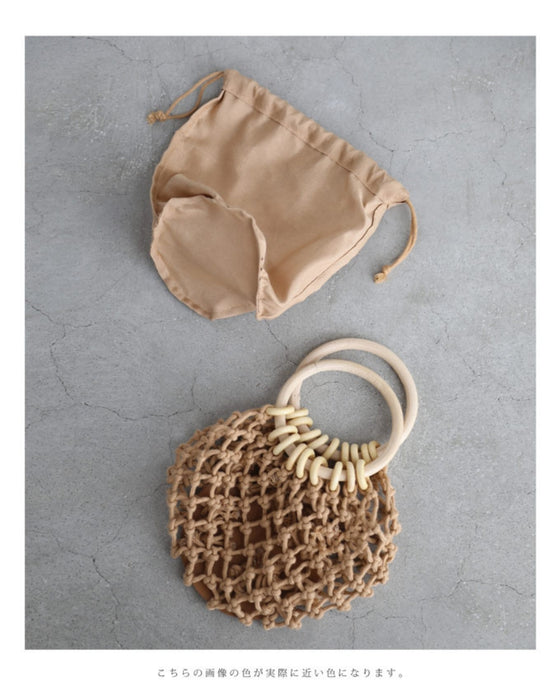 Rope-woven pineapple mini bag with drawstring