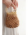 Rope-woven pineapple mini bag with drawstring
