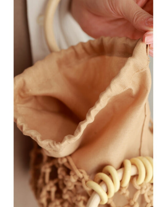 Rope-woven pineapple mini bag with drawstring