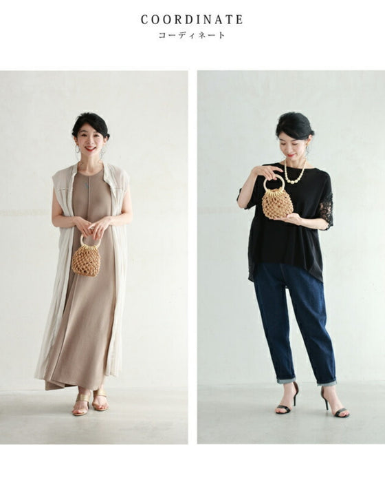 Rope-woven pineapple mini bag with drawstring