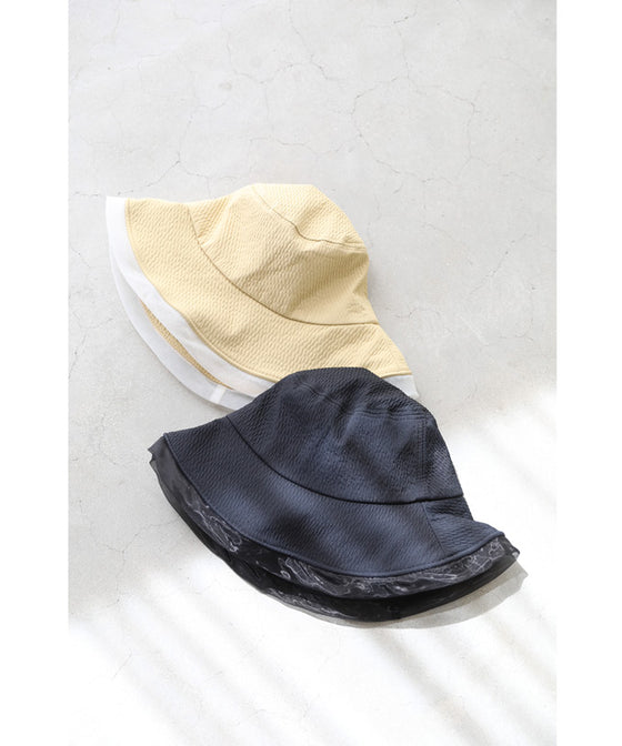 (ストラップ付き)縁取りオーガンジーの日除けハット