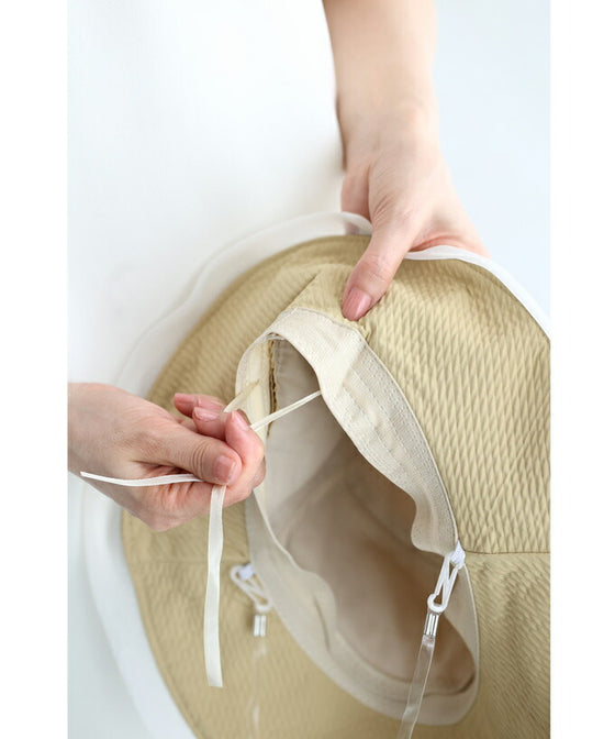 (ストラップ付き)縁取りオーガンジーの日除けハット