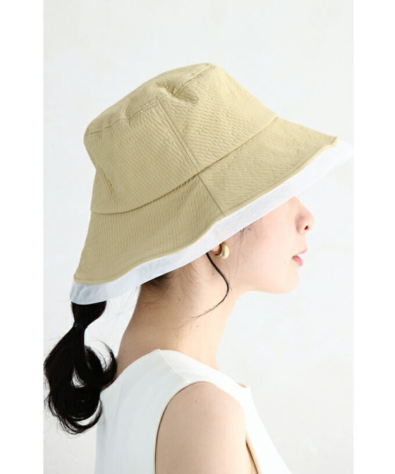 (ストラップ付き)縁取りオーガンジーの日除けハット