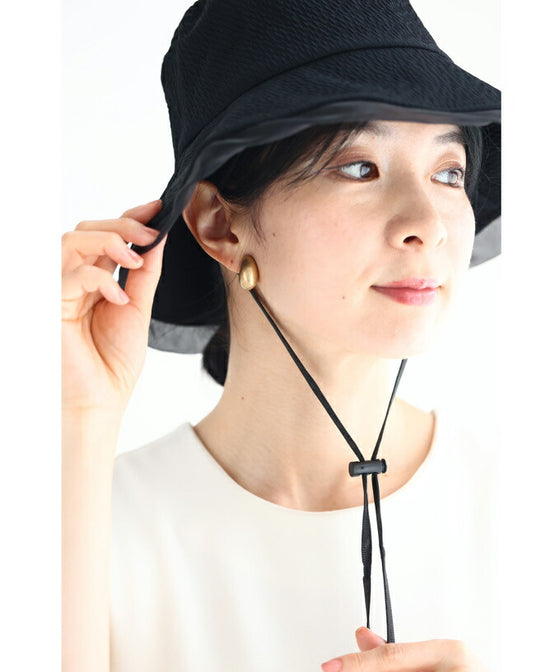 (ストラップ付き)縁取りオーガンジーの日除けハット
