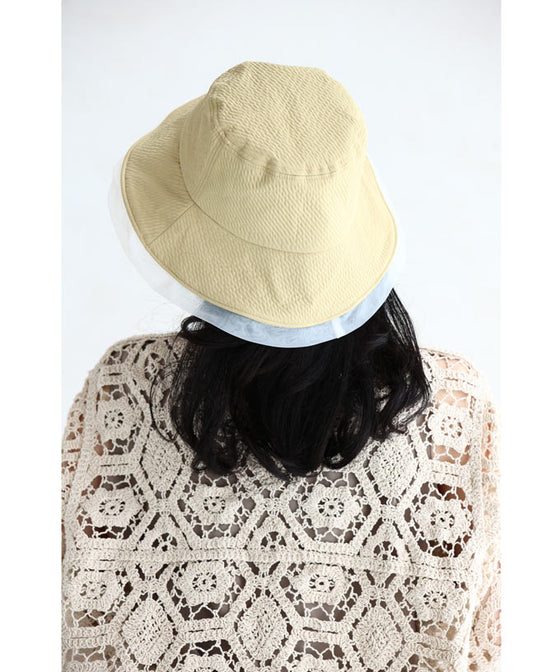 (ストラップ付き)縁取りオーガンジーの日除けハット