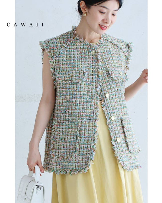 色とりどりなミックスカラーツイード風ベスト