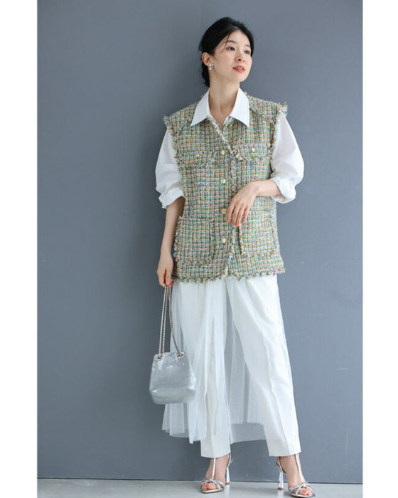 色とりどりなミックスカラーツイード風ベスト