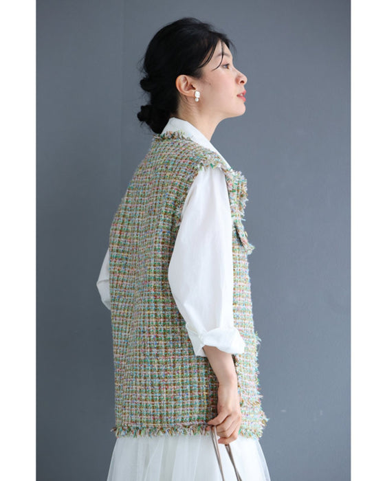 色とりどりなミックスカラーツイード風ベスト