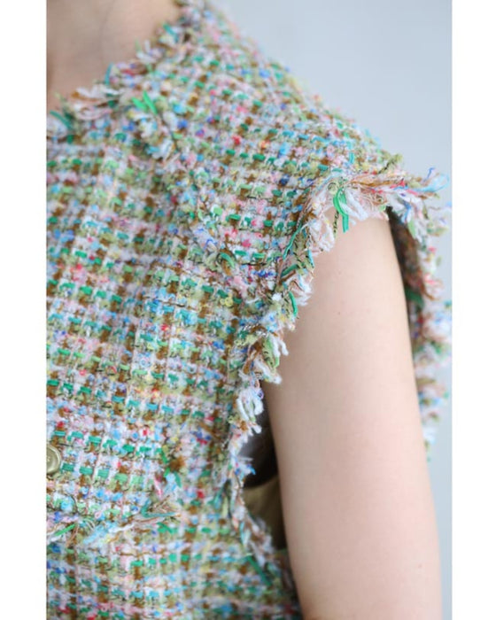 色とりどりなミックスカラーツイード風ベスト