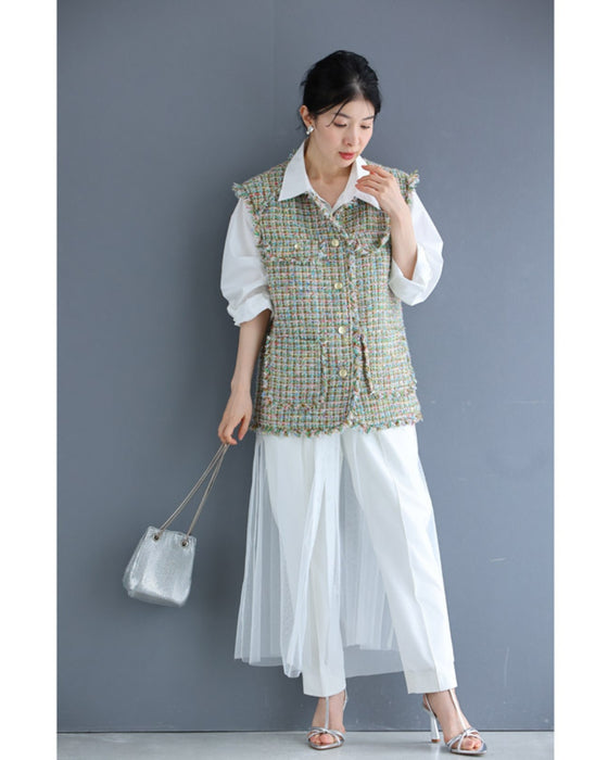 色とりどりなミックスカラーツイード風ベスト