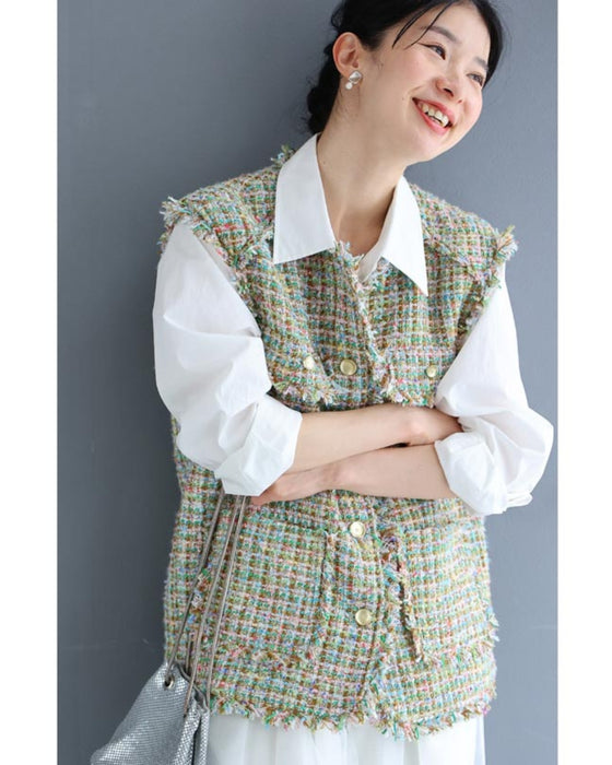 色とりどりなミックスカラーツイード風ベスト