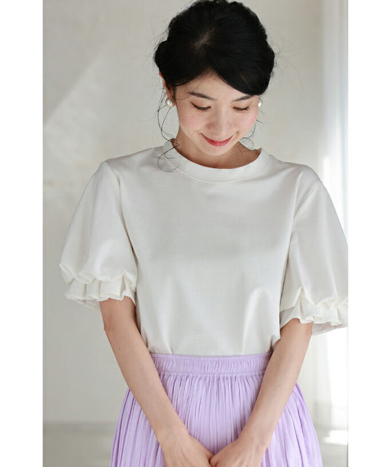 ふんわりクラゲポワン袖のTシャツトップス