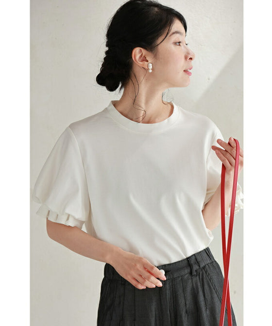 ふんわりクラゲポワン袖のTシャツトップス