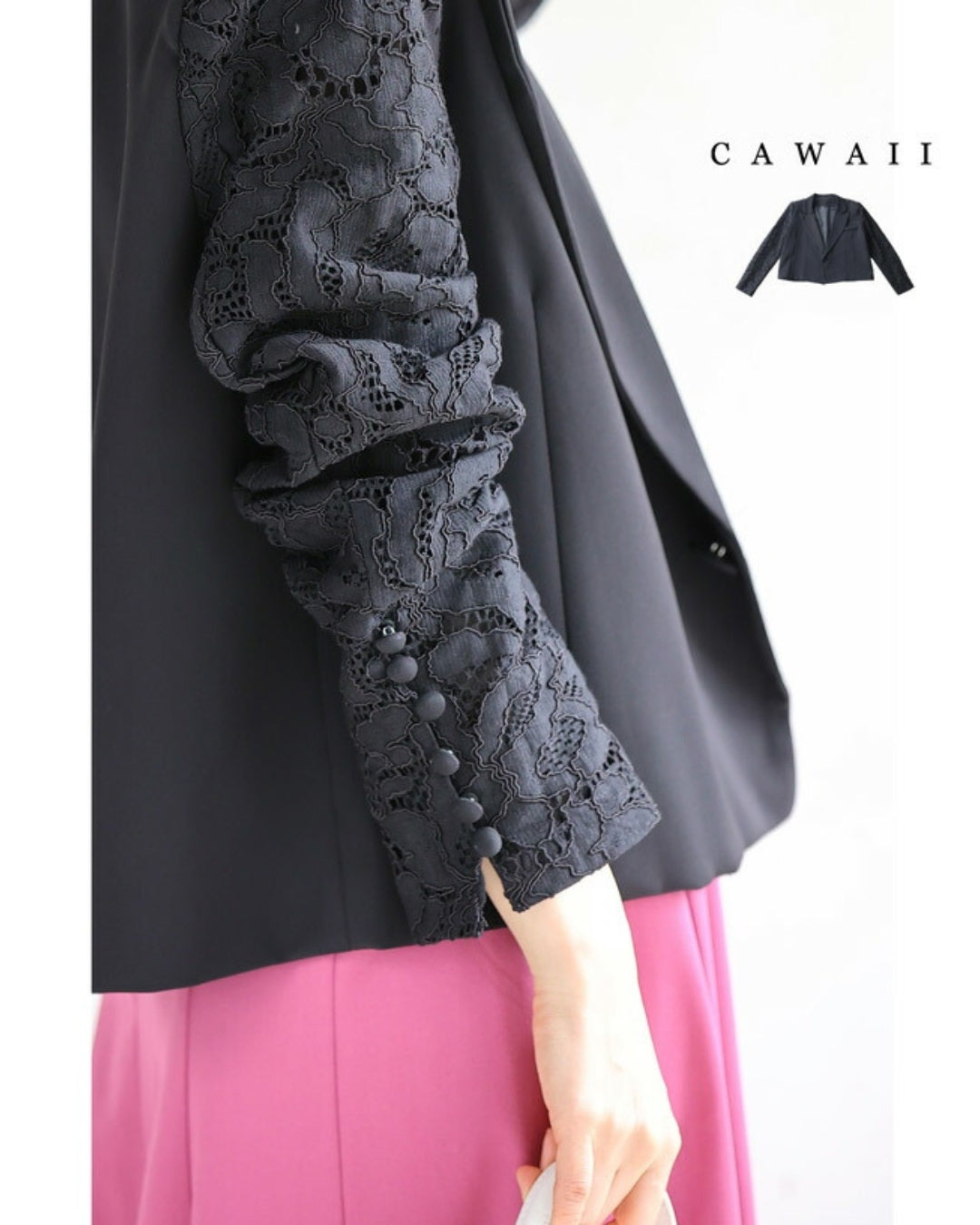 cawaii ジャケット テーラードジャケット 肩パッド入り艶襟