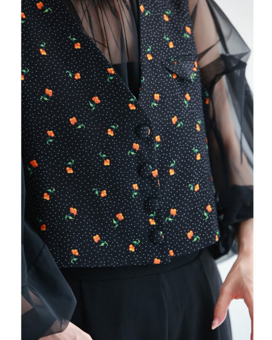 さくらんぼ実る短丈ジレベスト