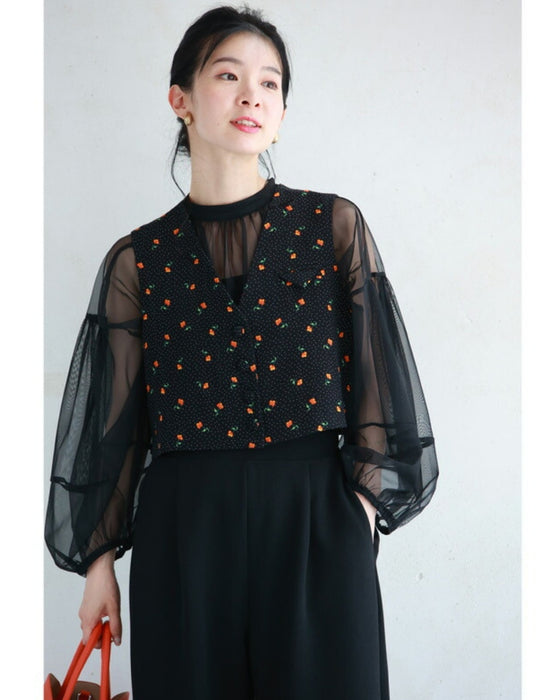 さくらんぼ実る短丈ジレベスト