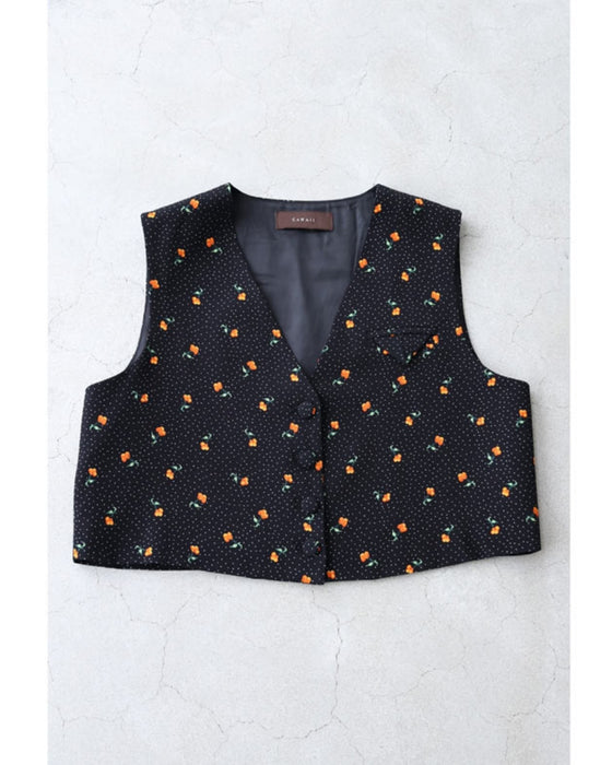 さくらんぼ実る短丈ジレベスト