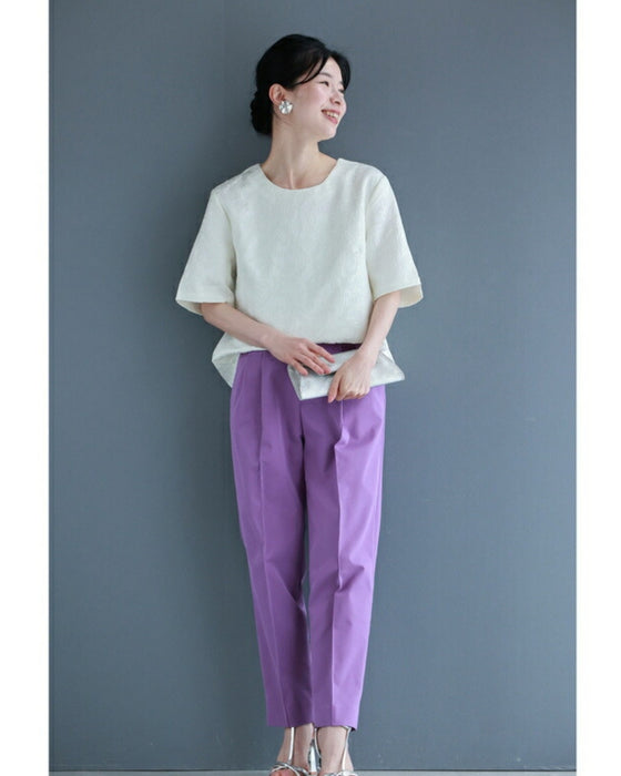 Pullover top with floating leaf pattern and relief effect