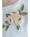 Beaded glittering 3D flower corsage T-shirt top