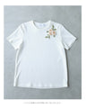 Beaded glittering 3D flower corsage T-shirt top
