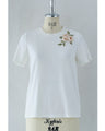ビーズ煌めく立体花コサージュTシャツトップス