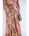 彩り豊かなアート柄カシュクールロングワンピース