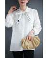 Black cat ribbon tie blouse top