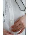 Black cat ribbon tie blouse top