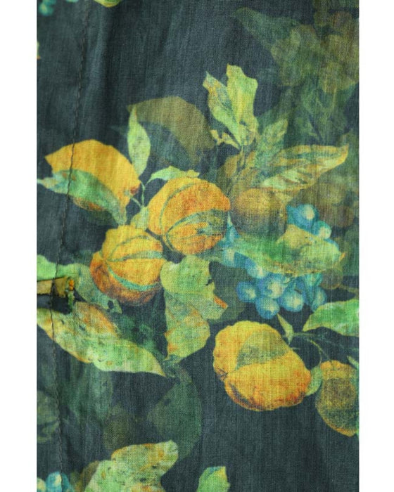 Botanical watercolor Chinese button blouse top