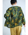 Botanical watercolor Chinese button blouse top